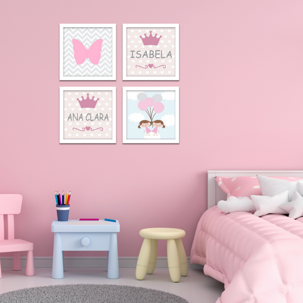 Quadros Decorativos de Parede Infantil Quarto Menina Criança Borboleta ...