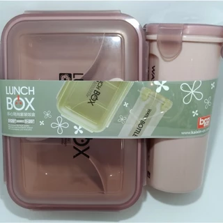 Kit Marmita e Copo Box Fitness + Talher Escola Trabalho Adulto Infantil