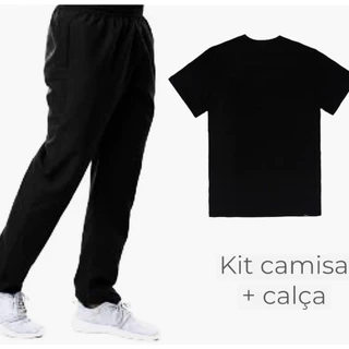 Kit Calca PRETA e Camisa Poliester Manga Curta