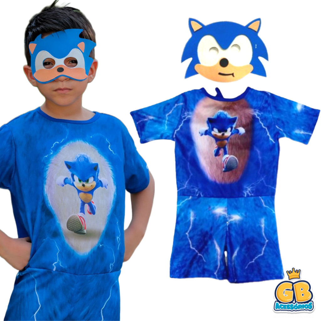 Fantasia Infantil do Sonic Roupa Menino Aniversário Festas | Shopee Brasil