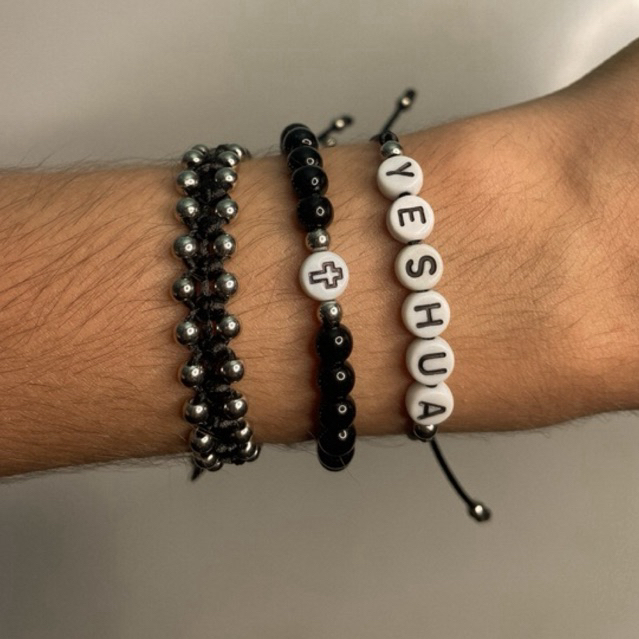 Mix de pulseiras cristãs com cruz e yeshua/ de miçangas regulável ...