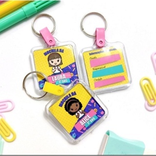 Chaveiro Porta foto lembrança de Acrílico Personalizado com Nome -volta as aulas kit com 5 unidades