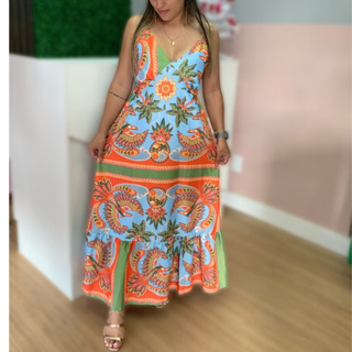 Vestido longo estampado