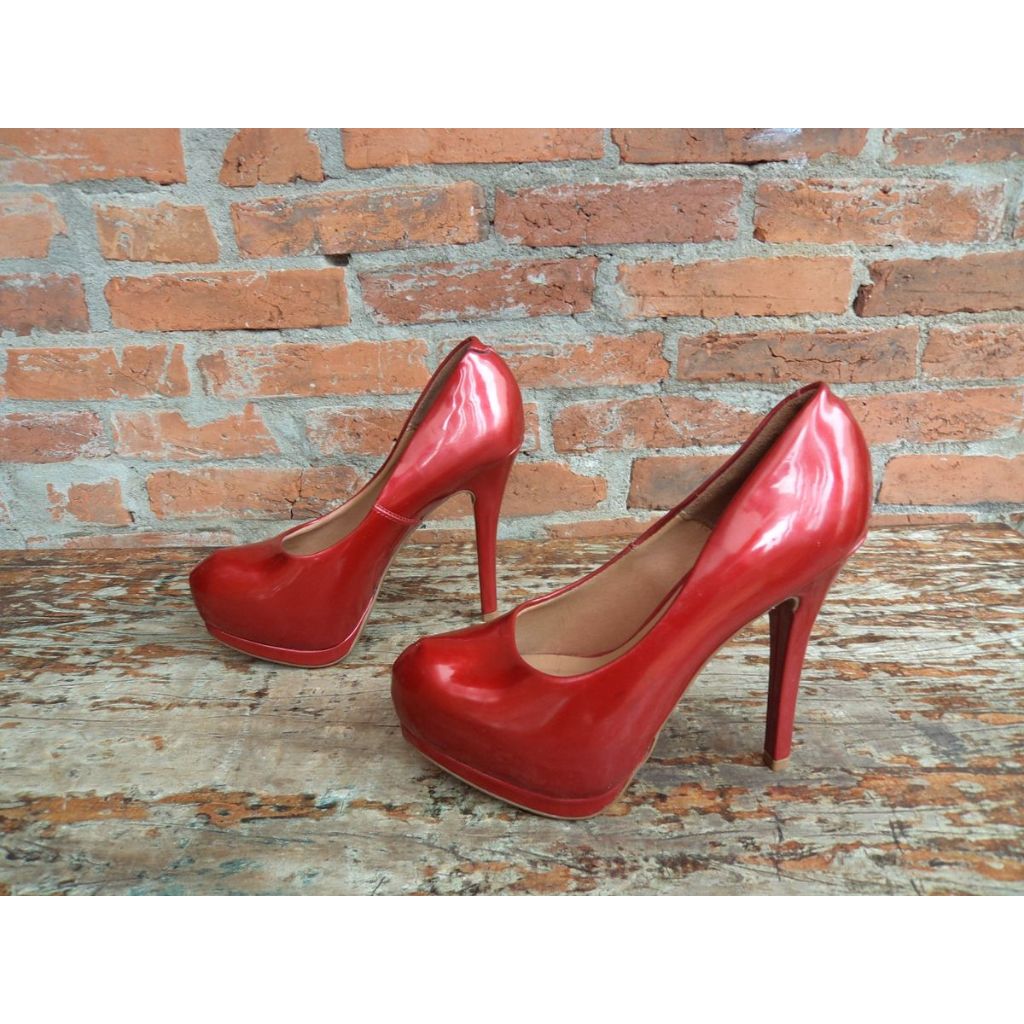 Peep fashion toe vizzano vermelho