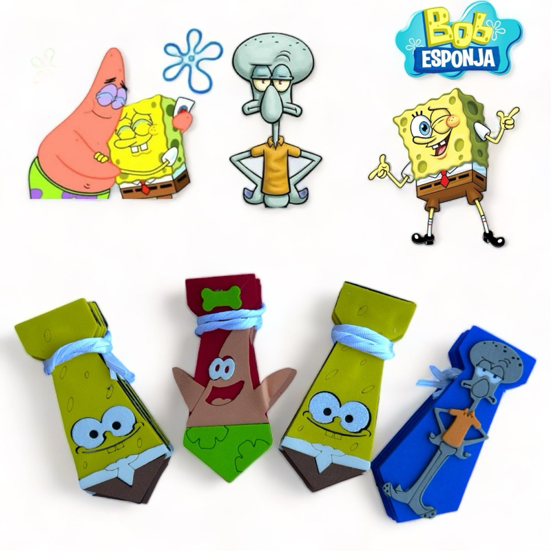 Gravatas Pet EVA Turma do Bob Esponja P/ Banho e Tosa 20 Enfeites c ...