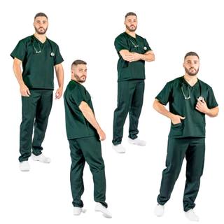 Conjunto Pijama Scrub Cirúrgico Hospitalar Unissex Oxford Azul Royal Rose Carcelin, Tecido não amassa (não precisa passar) e seca muito rápido!