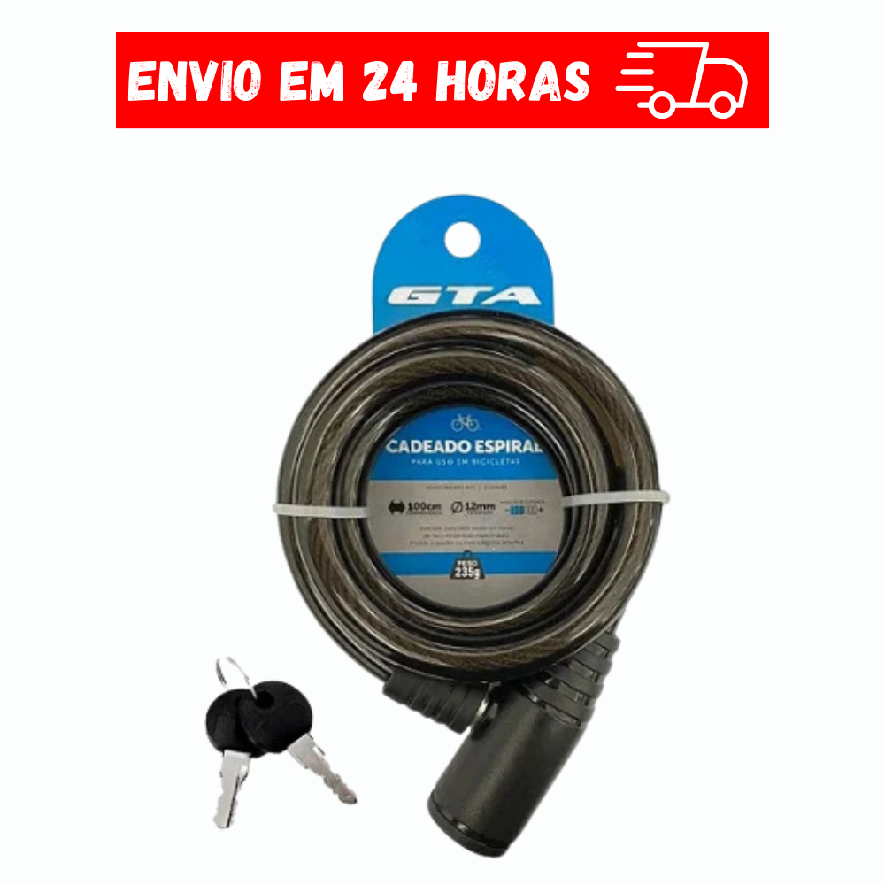 Cadeado De Bike Gta Aço Grosso Variadas Medidas C/ Chave E Suporte Resistente