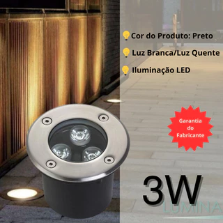 Balizador Spot Luminária Led Chão Piso Jardim 3w Embutir Blindado Solo Cor Da Cúpula Prateado Cor Da Estrutura Preto - Branco Quente