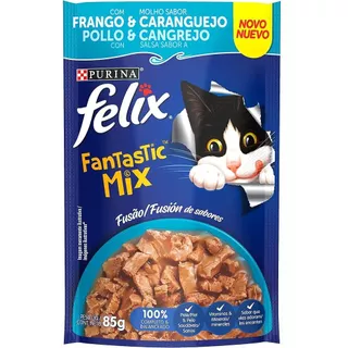 Ração Úmida para Gato Adulto Sachê Felix - Fantastic Mix Frango e Caranguejo 85g