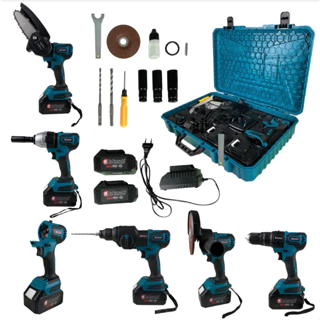 Kit Ferramentas 5 em 1 á Bateria Nakasaki Motor Brushless Com Maleta (Martelete Furadeira Eletrosfera Chave de Impacto Esmerilhadeira Parafusadeira Furadeira)