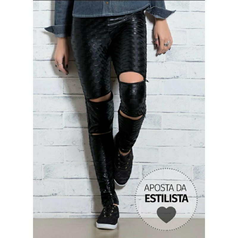 Calça Legging Cirre com Zíper No Joelho Plus