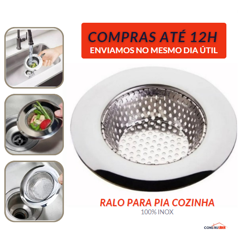 Ralo para Pia Ralinho Cozinha 100% AÇO INOX - 9 cm
