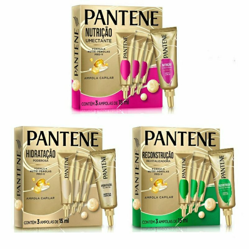 Kit Ampola Pantene Nutrição/Reconstrução/Hidratação - 3 un de 15ml ...