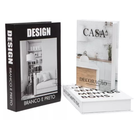 Kit 3 Livro Caixa Decorativo Fake Pequeno