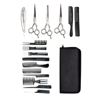 Kit 3 Tesouras Profissionais Navalha Cabeleireiro Barbeiro Cromada