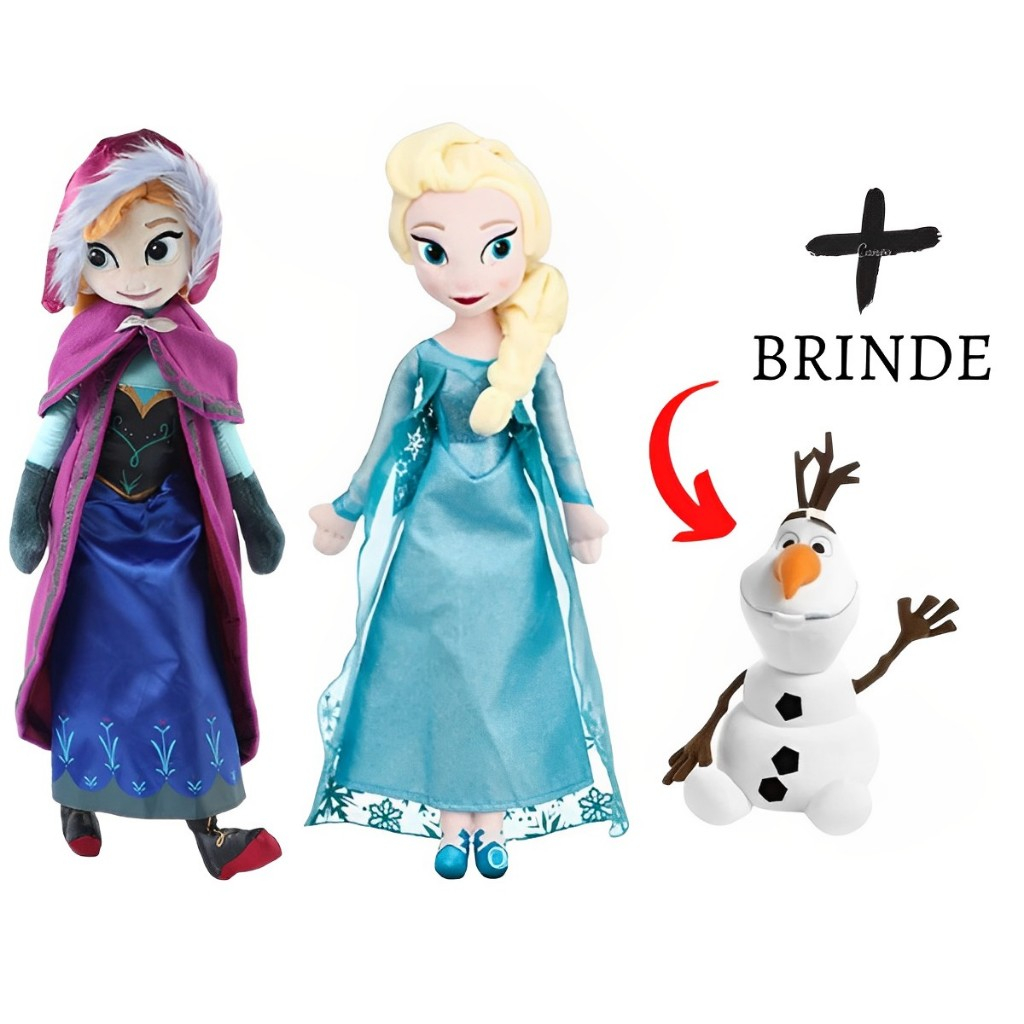 Kit Bonecasde Pano Anna E Elsa Frozen Pelúcia Princesas Disney 40cm + OLAF  | Shopee Brasil