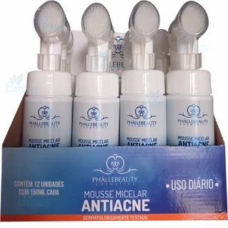 BOX 12 MOUSSE MICELAR ANTIACNE PHÁLLEBEAUTY EFICÁCIA COMPLETA BOX 12