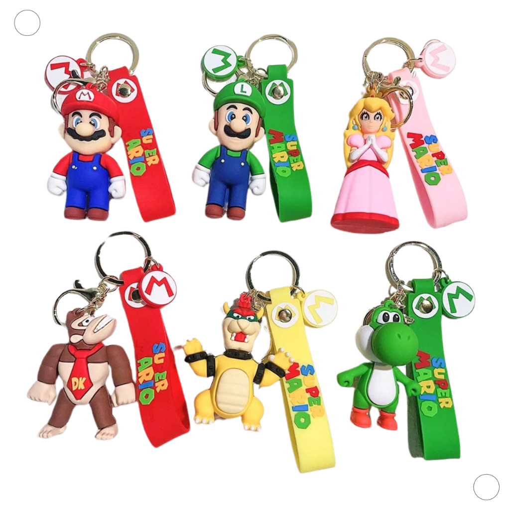 Chaveiro Emborrachado Jogo Super Mario Luigi Bowser Princesa Yoshi Donkey Kong