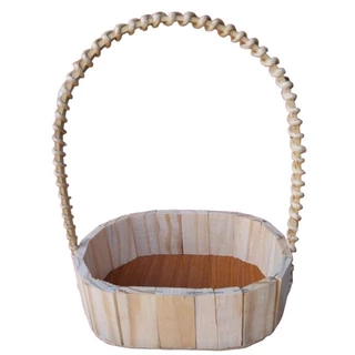 kit com 10 cesta fraldeira oval de madeira de pinus 13×18cm presente