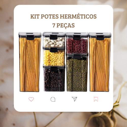 KIT POTES HERMÉTICOS PLASNORTHON COM 7 PEÇAS