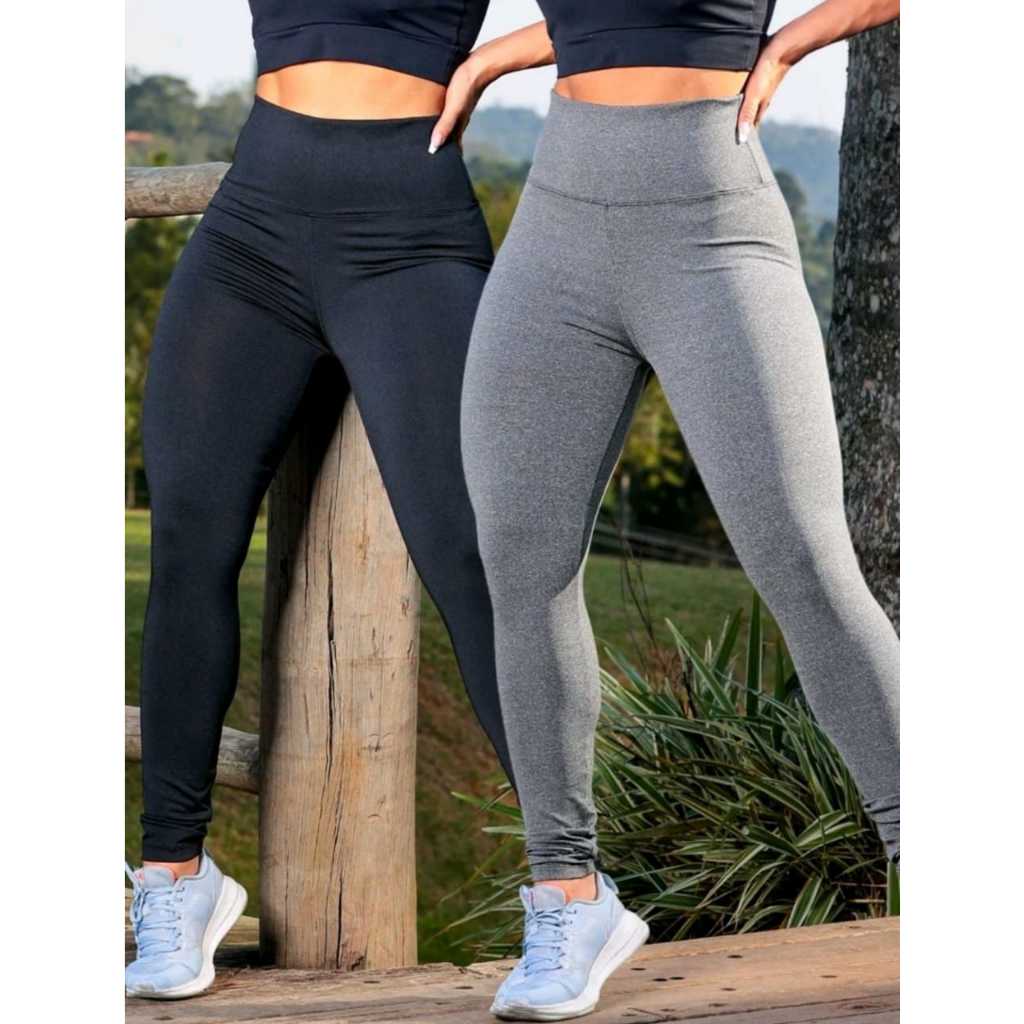 CALÇA LEGGING FEMINA CINTURA ALTA LEG SUPLEX GROSSA ACADEMIA LEVANTA BUMBUM  | Shopee Brasil