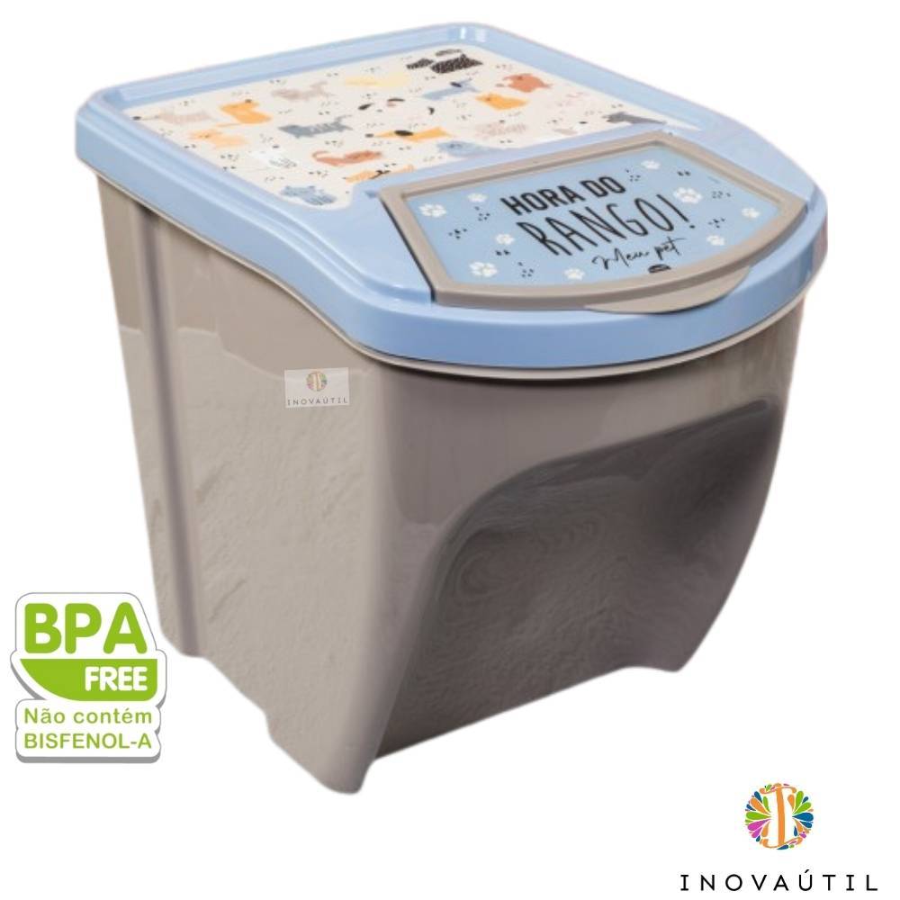 Pote Porta Ração 10kg Para Pet Cachorro ou Gato Com Tampa Articulada ...