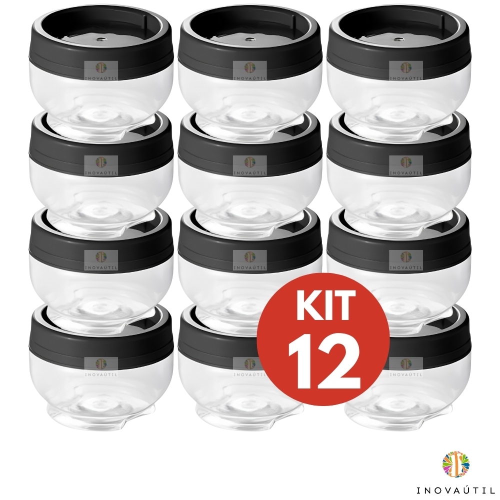 Kit com 12 Potes Porta Tempero Organizador de Condimentos Empilhável com Encaixe 155ml Gire e Trave com Tampa Rosca para Guardar e Armazenar em Plastico Livre de BPA Pote para Parafusos Multiuso