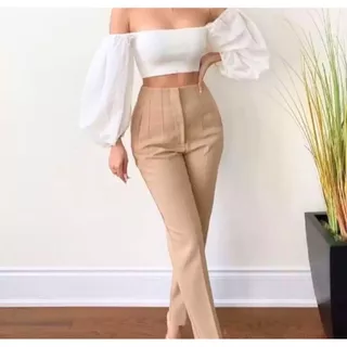 Calça Alfaiataria Feminina Cintura Alta Com Ziper Social Moda Luxo Elegancia Alfaiataria Modelo Cenoura Blogueira