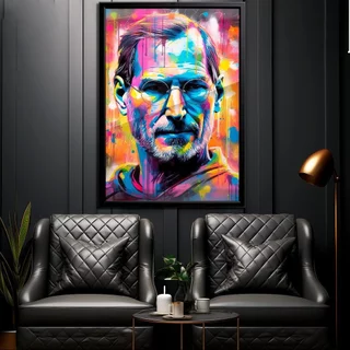 Quadro Decorativo 110x80cm Steve Jobs Colorido Grafite Sala Quarto Hall Casa Decoração De Parede Mdf Adesivo