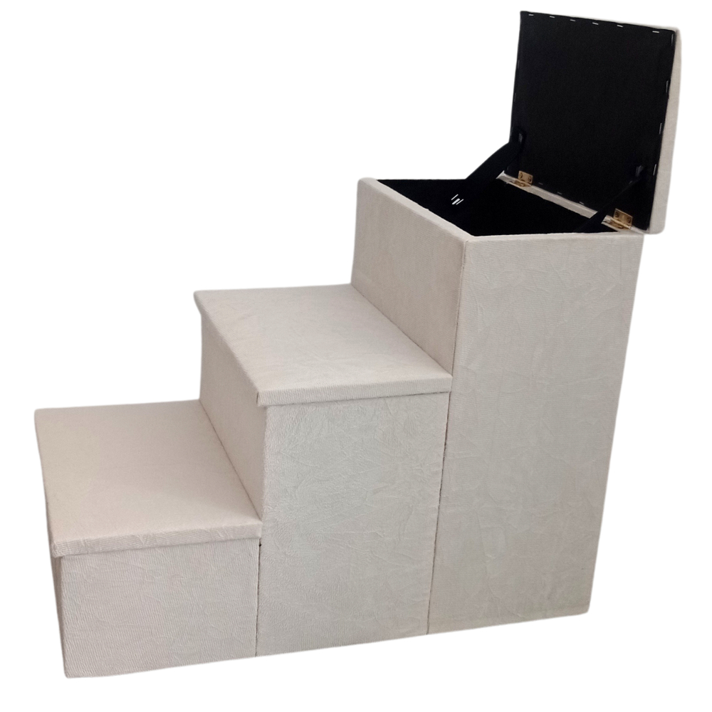 Escada Pet baú em Suede escadinha de cachorro e gato Anti Derrapante