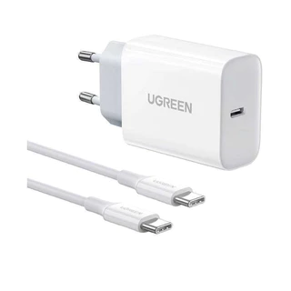 Kit Carregador Ugreen 20w Turbo + Cabo Tipo C - Tipo C P/ Sansung - Xiaomi - Motorola
