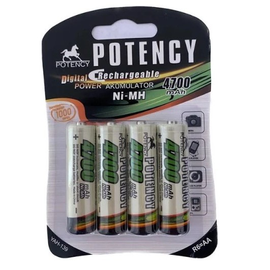 Pilha Recarregável AA 4700mah Ou 2700mah AAA Cartela Com 4 Unidade