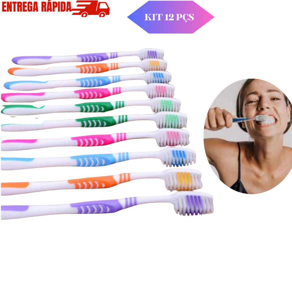 KIT 12 Escova Dente Inova Adulto White Power Media