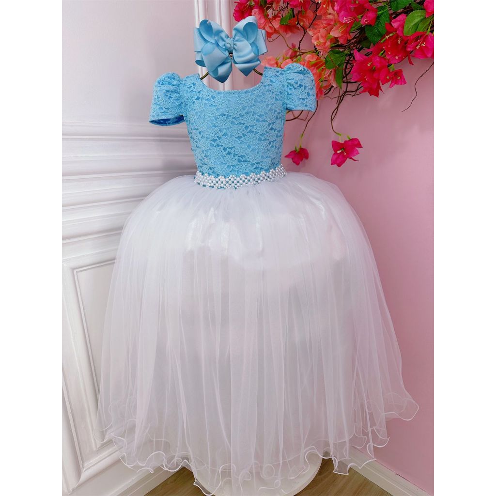Vestido Infantil Festa Azul Bebe cinderela serenity formatura dama