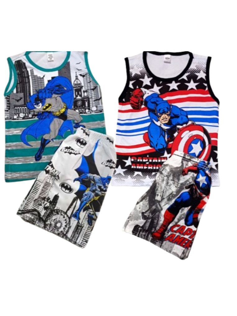 KIT 02 CONJUNTOS MENINO INFANTIL VERAOBATMAN E CAPITÃO AMERICA PROMOÇÃO ...