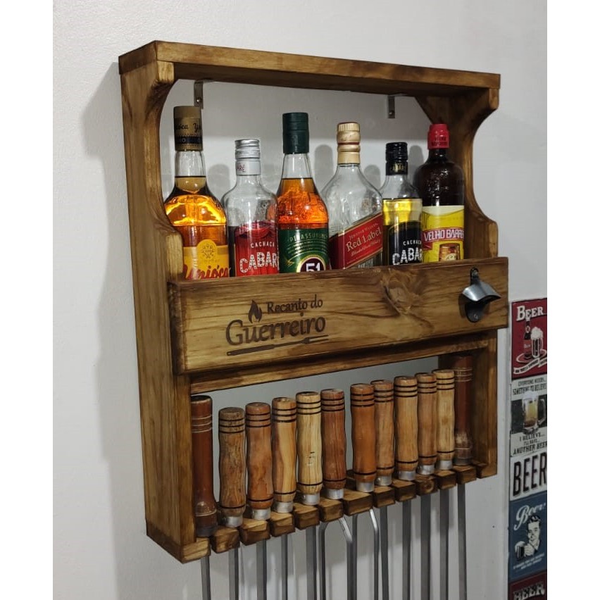 Porta espeto e barzinho com abridor Recanto do Guerreiro