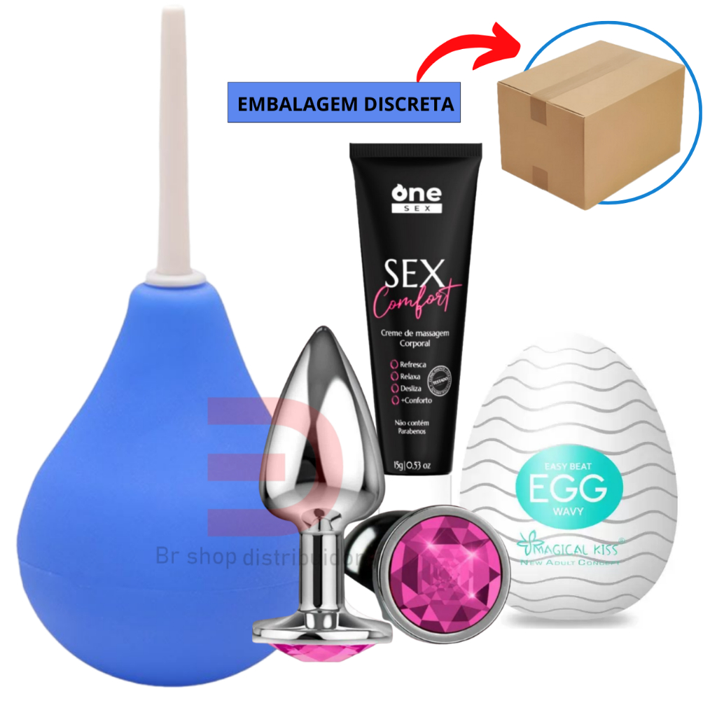 Plug Anal Tamanho P - Ducha Higiênica Intima 220ml - Lubrificante Anal Sex Comfort - Egg Masturbador