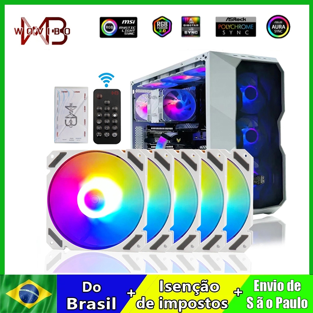 Wovibo 120mm RGB ARGB Fan Cooler PWM 4PIN 5V 3PIN Ventilateur PC Computer Cooling Case Radiator 12cm Ventilador White Black