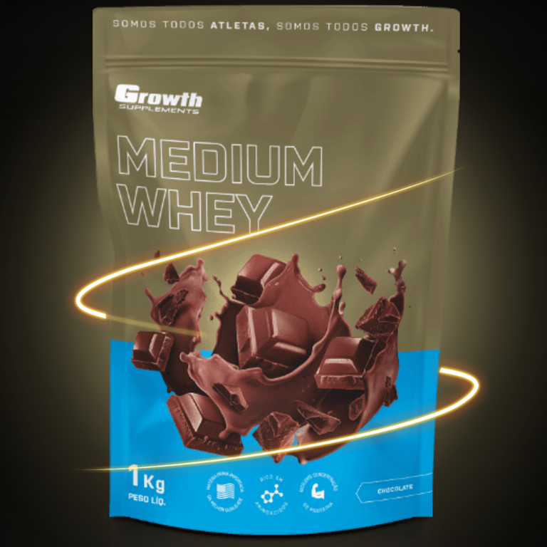 Medium Whey Protein 1KG – Growth Suplementos 100% Puro Proteina