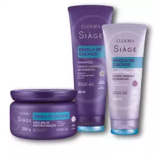 Kit Revela Os Cachos Siage Eudora (03 Itens) Shampoo + Condicionador + Máscara