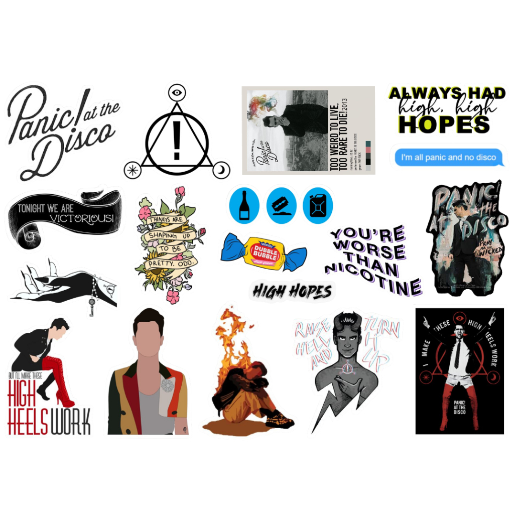 PANIC! AT THE DISCO - CARTELA DE ADESIVOS (com ou sem recorte - para ...
