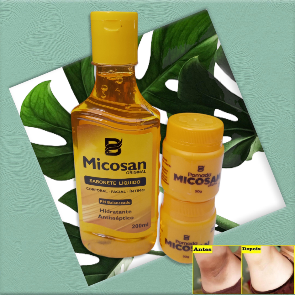 Kit 2 Pomada Micosan 50g cada E 1 Sabonete Lquido de 200ml Clareador ...