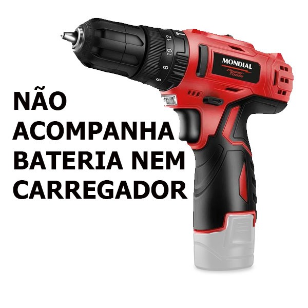 Furadeira e Parafusadeira Impacto Mondial Sem Bateria e Sem Carregador - com Maleta PI-10MA