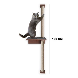 Arranhador para gatos de parede de sisal 1 metro com prateleira e carpete