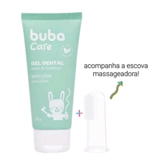 Gel Dental infantil sem flúor com escova massageadora Buba care em Oferta na Shopee