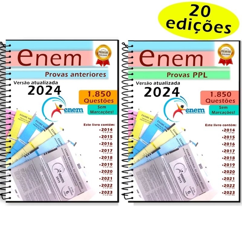 kit Enem Provas Anteriores Normal + PPL 2014 a 2023 + gabaritos