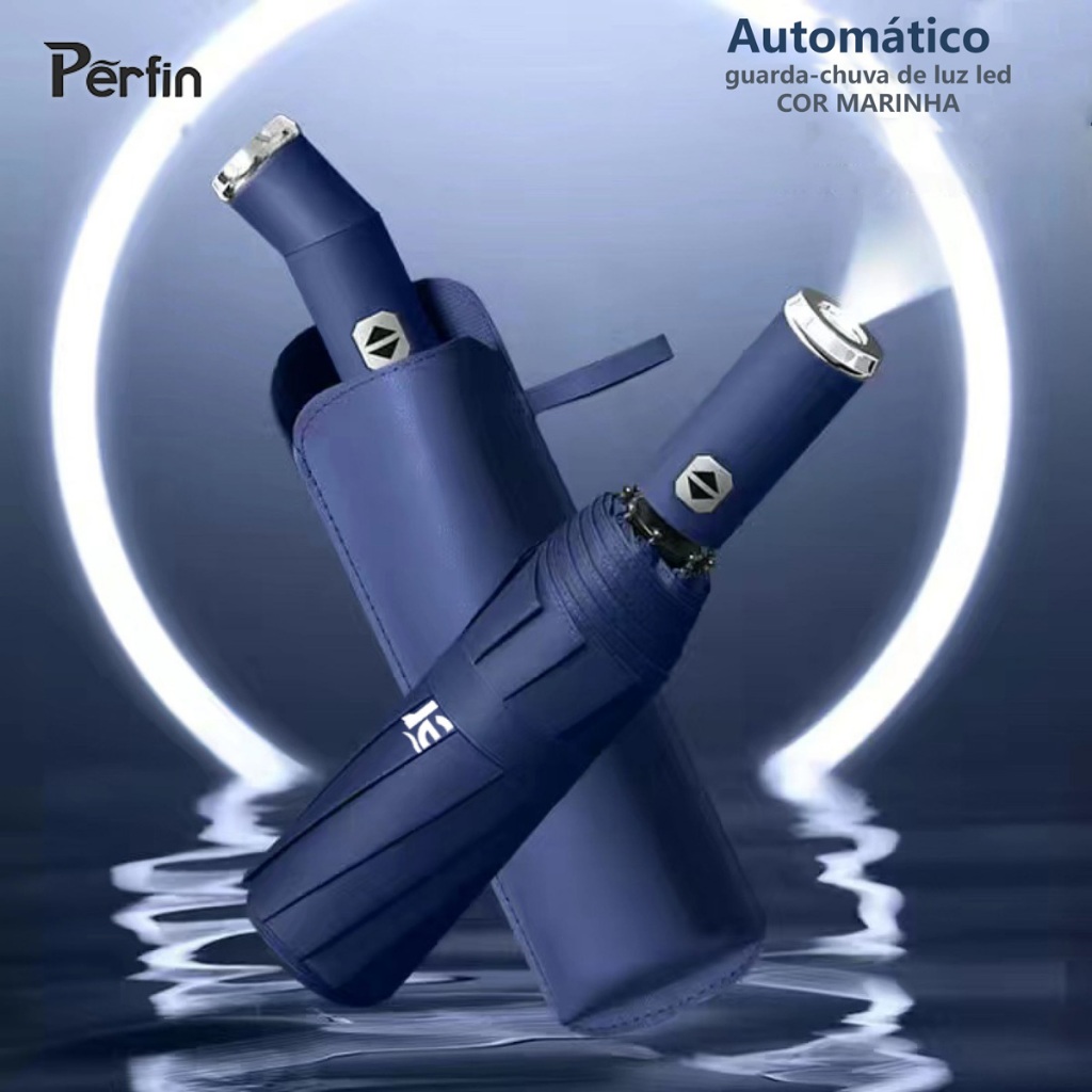 Guarda Chuva Sombrinha Masculina Feminina Automático Dobrável Portátil Prática Função De Contra Vento E Proteção Solar （Preto /Azul）