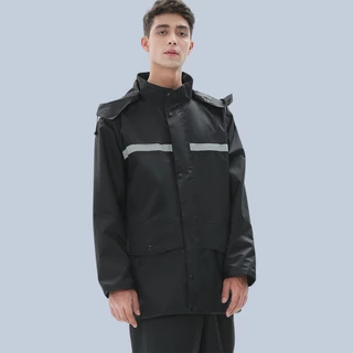 Capa De Chuva Conjunto Completo Com Faixa Refletiva Adulta Masculina Feminina Com Faixa de sinalizao E Capuz