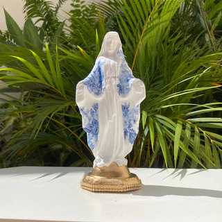 IMAGEM INOSSA SENHORA DAS GRAÇAS 20CM FLORAL AZUL