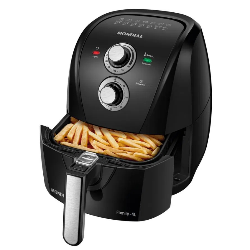 Fritadeira Sem Óleo Air Fryer 3,5L, Mondial, Preto/Inox, 1500W